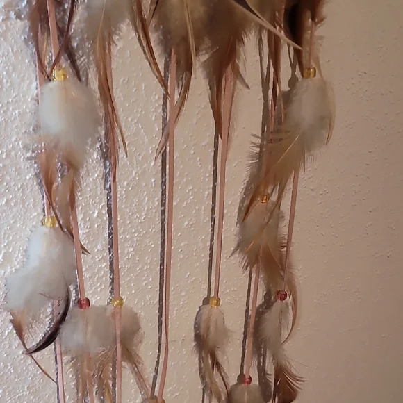 Vintage Brown and Tan Dreamcatcher with Feathers - Picture 6 of 11